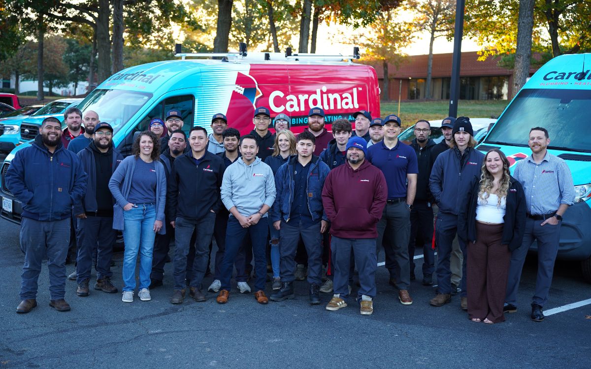 Danny Fuentes, Nikolai Matveev, and Cardinal Plumbing Heating & Air staff